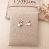 Aretes Cereza Blanca Strass - Colección Acero
